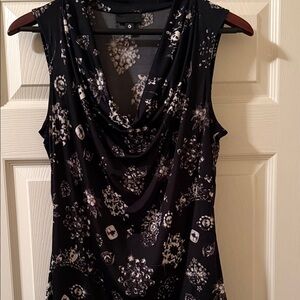 Worthington Black and White Patterned Sleeveless Top